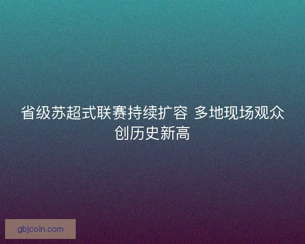省级苏超式联赛持续扩容 多地现场观众创历史新高